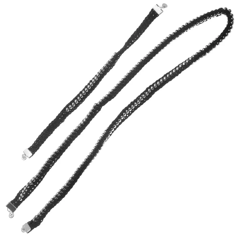 Beaded Flat Kumihimo Bracelet Set - Black/Silver - Exclusive Beadaholique Jewelry Kit
