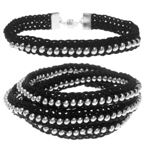 Beaded Flat Kumihimo Bracelet Set - Black/Silver - Exclusive Beadaholique Jewelry Kit