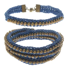 Beaded Flat Kumihimo Bracelet Set - Blue/Antique Brass - Exclusive Beadaholique Jewelry Kit