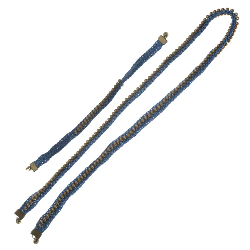 Beaded Flat Kumihimo Bracelet Set - Blue/Antique Brass - Exclusive Beadaholique Jewelry Kit