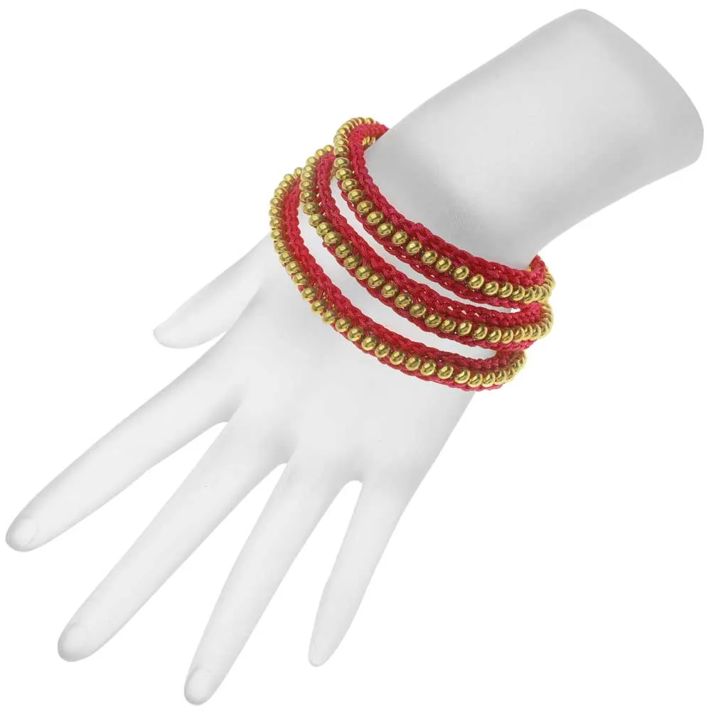 Beaded Flat Kumihimo Bracelet Set - Red/Gold - Exclusive Beadaholique Jewelry Kit