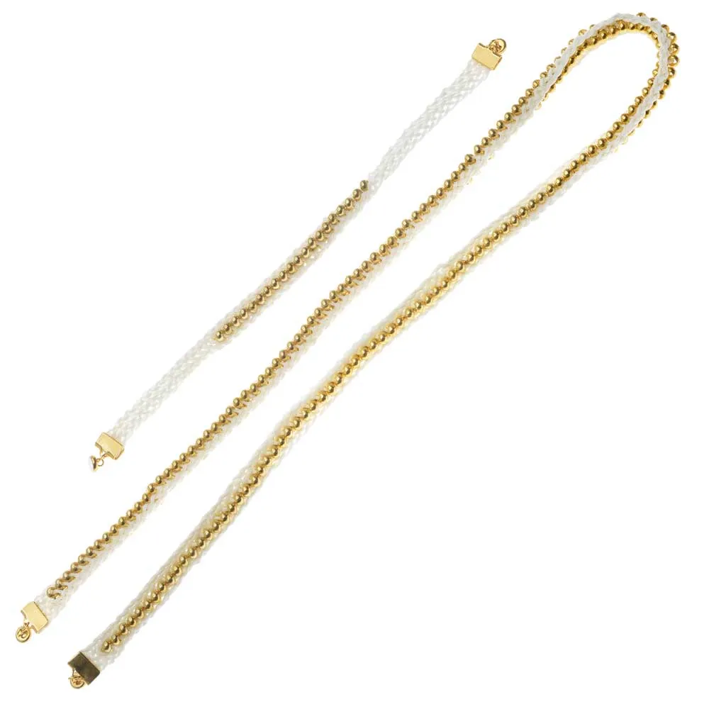 Beaded Flat Kumihimo Bracelet Set - White/Gold - Exclusive Beadaholique Jewelry Kit