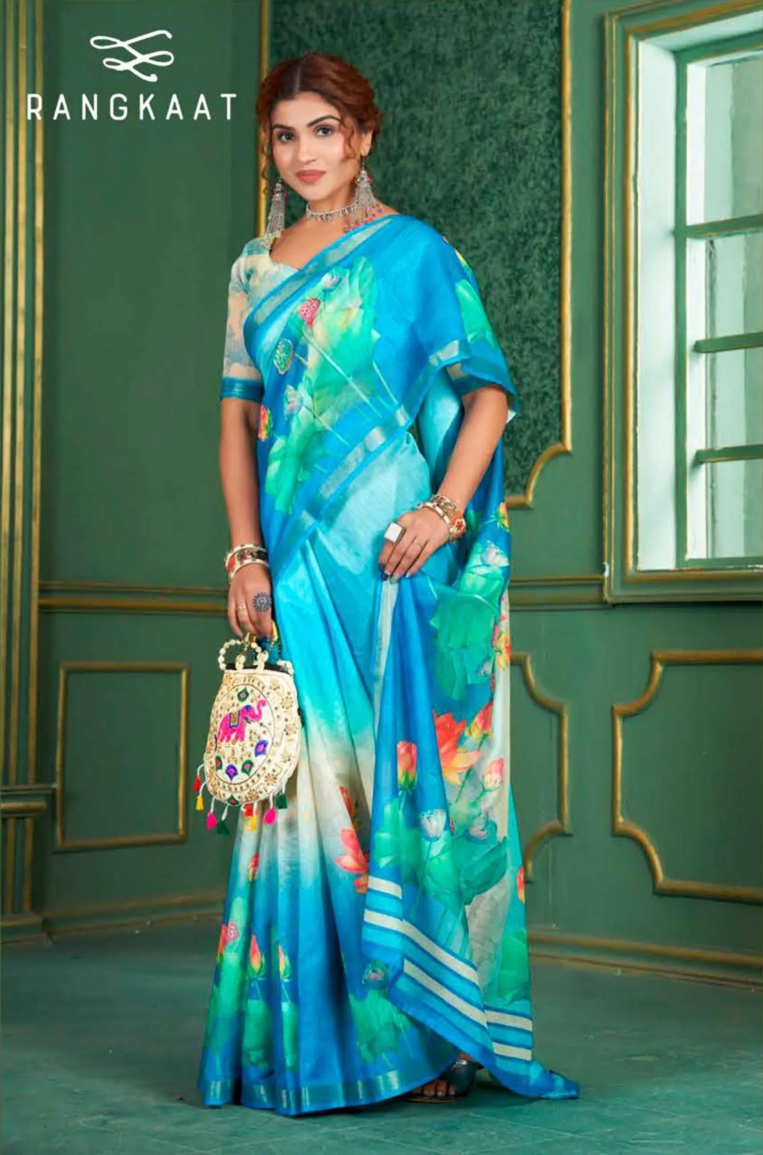 Beautiful Designer Soft Rangkaat Chanderi Cotton Saree