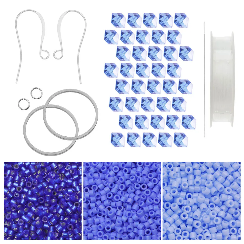 Brick Stitch Burst Earrings in Bayside Blue - Exclusive Beadaholique Jewelry Kit