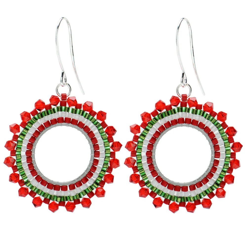 Brick Stitch Burst Earrings in Christmas Wreath - Exclusive Beadaholique Jewelry Kit
