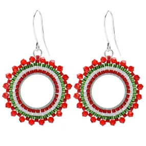 Brick Stitch Burst Earrings in Christmas Wreath - Exclusive Beadaholique Jewelry Kit