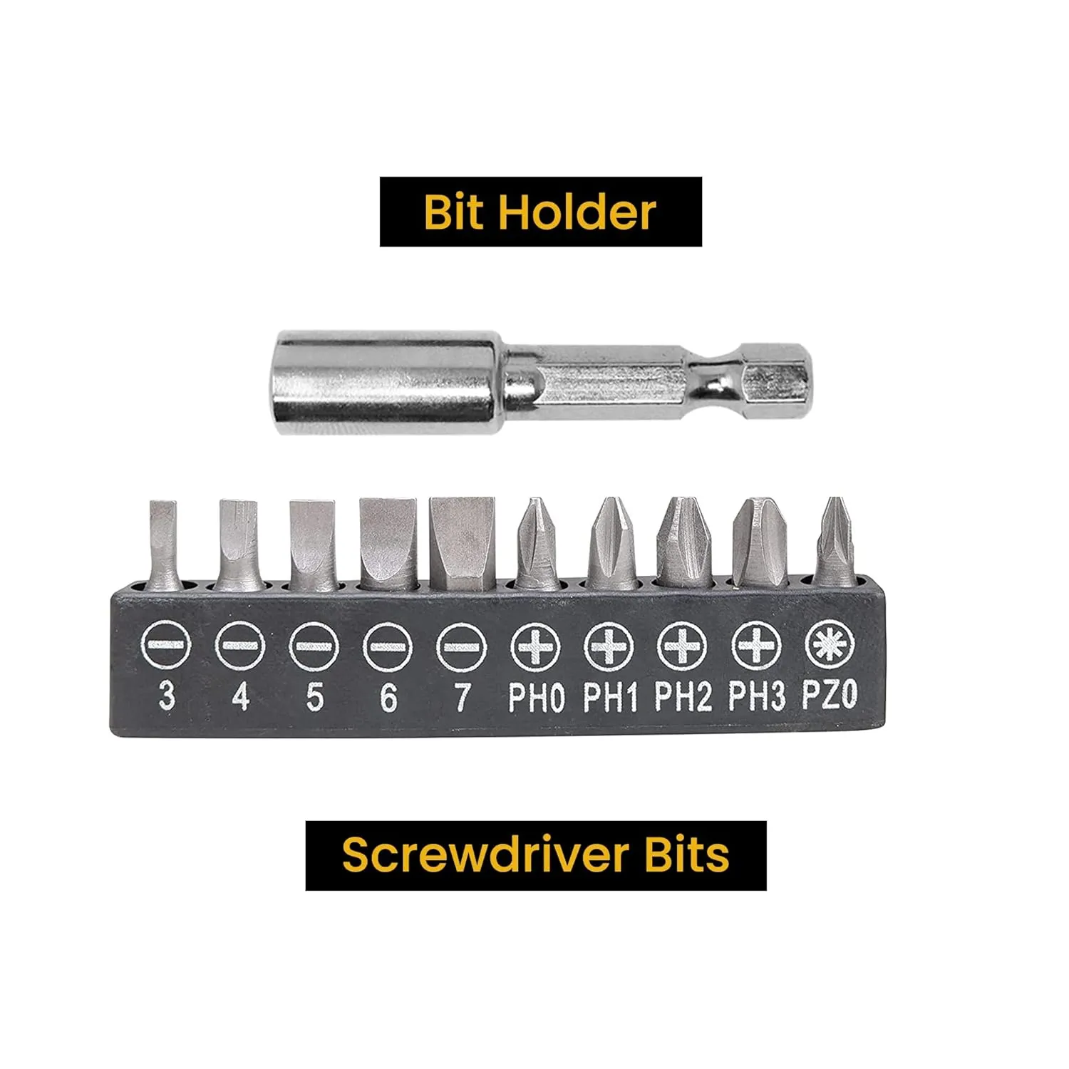MAF PRO CDSLI0402 4V Cordless Screwdriver Kit with LED Light, Rechargeable, 90° Rotatable (11 Pieces, 6.35mm, Yellow)