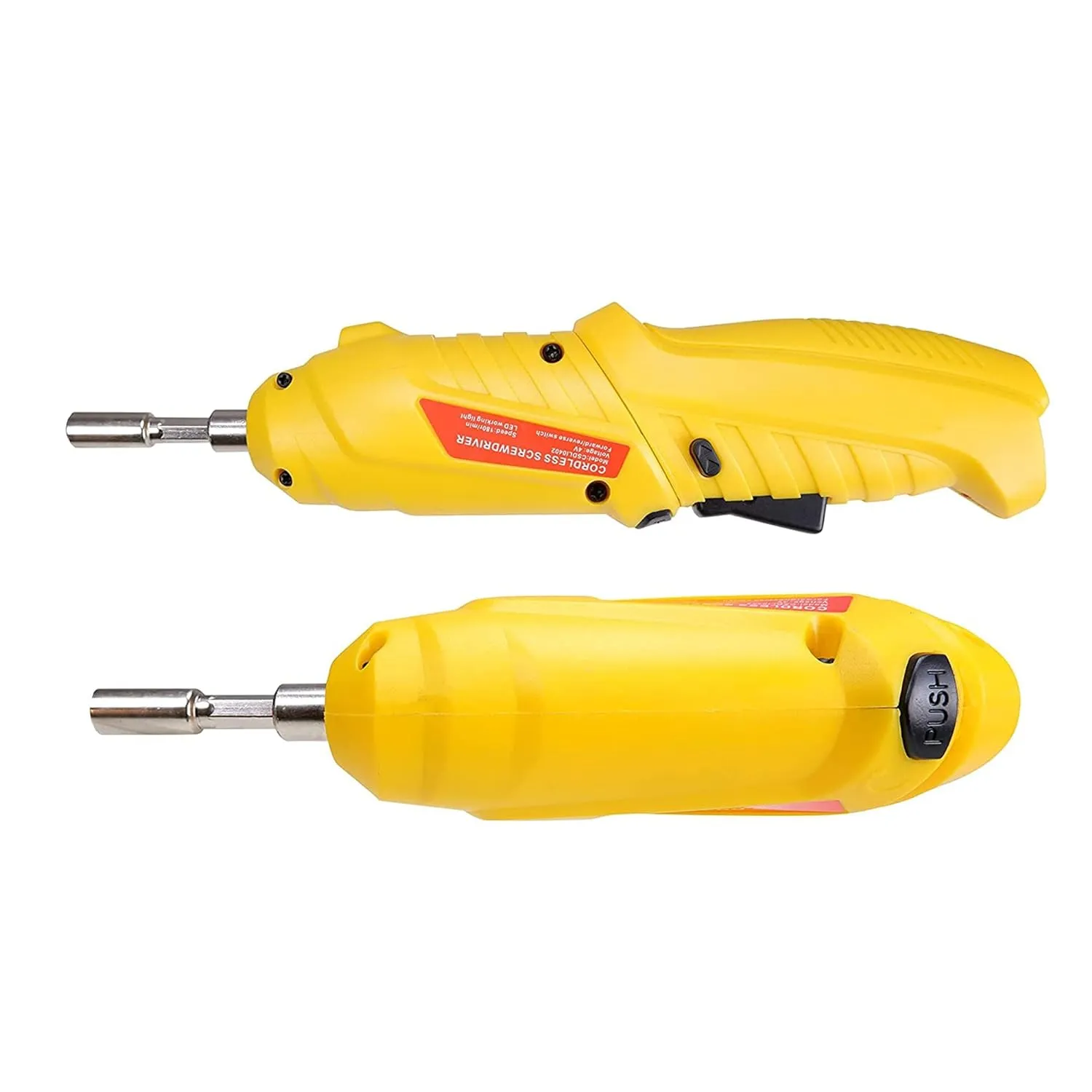 MAF PRO CDSLI0402 4V Cordless Screwdriver Kit with LED Light, Rechargeable, 90° Rotatable (11 Pieces, 6.35mm, Yellow)