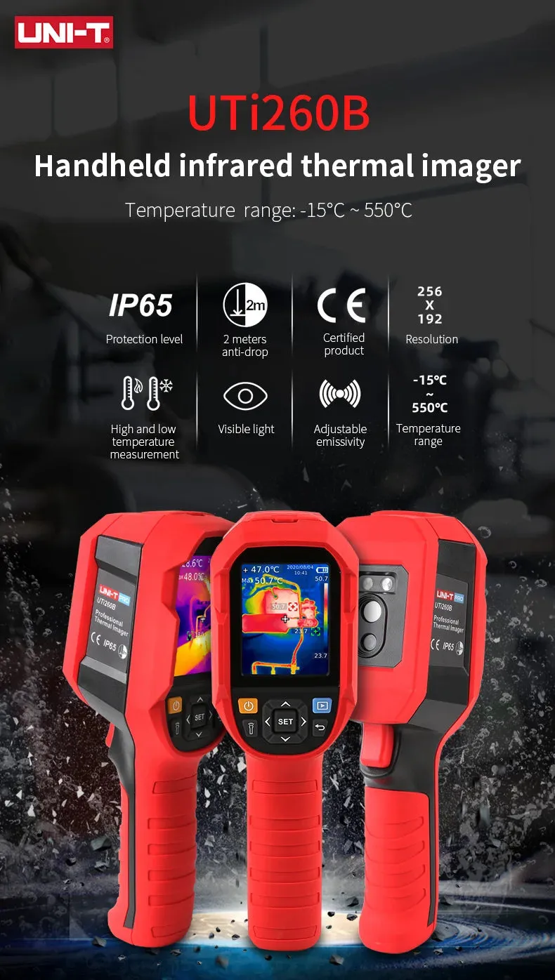 UNI-T UTi260B UTi260A Digital Infrared Thermal Imager Thermometer LED Water Supply Light Thermal Camera Air Conditioning Repair
